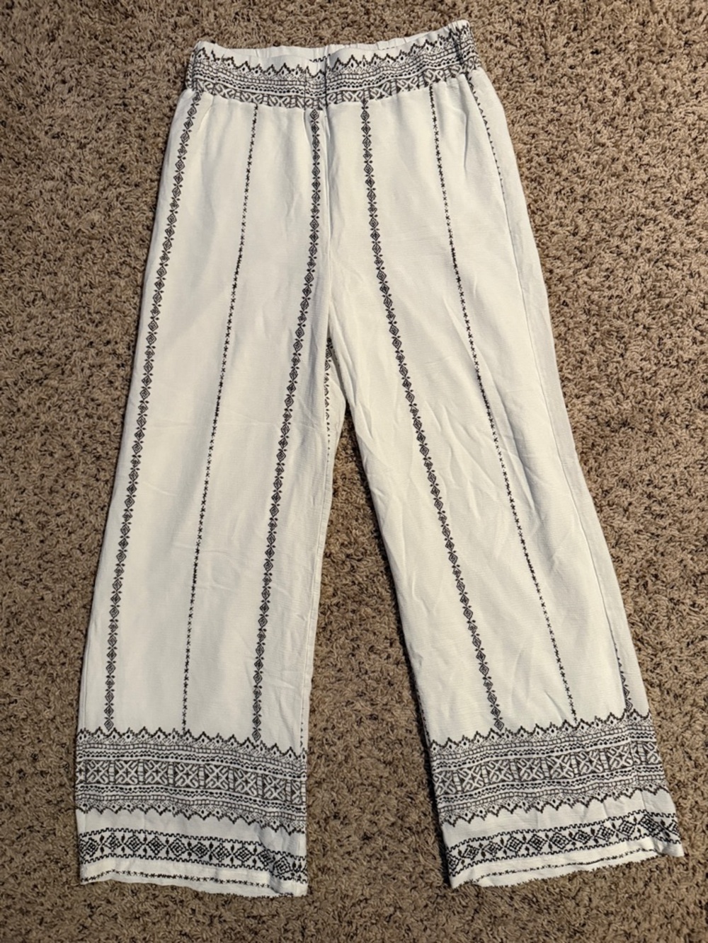 Benin size 8 white and brown wide leg palazzo pants